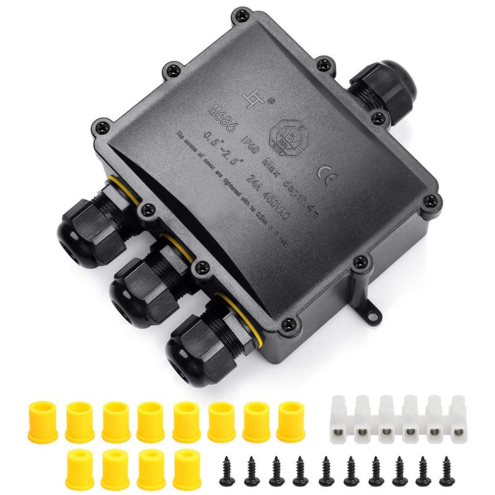 Outdoor Power Cable Junction Box - 4Way 1In3Out IP68 مقاوم للماء 4-14