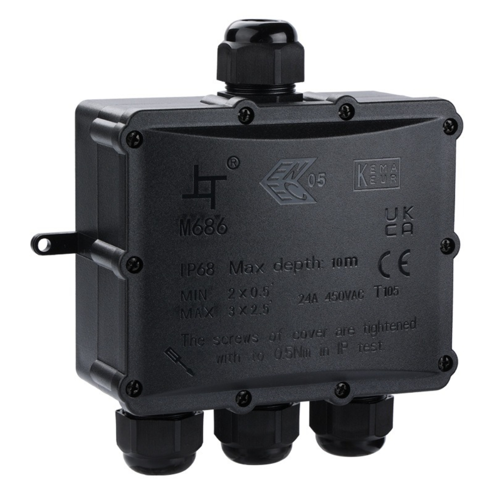4Way 1In3Out IP68 مقاوم للماء  - مراجعة Outdoor Power Cable Junction Box وسعره