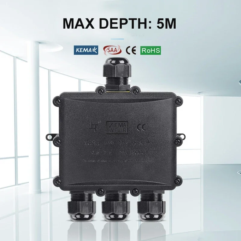 4Way 1In3Out IP68 مقاوم للماء  - مراجعة Outdoor Power Cable Junction Box وسعره