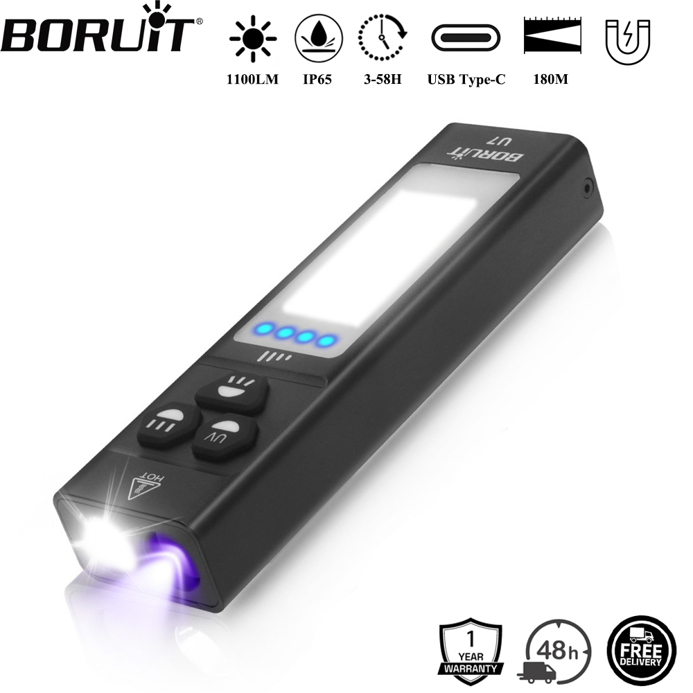 BORUiT U7 UV LED EDC مصباح يدو - مراجعة Outdoor Power Bank وسعره