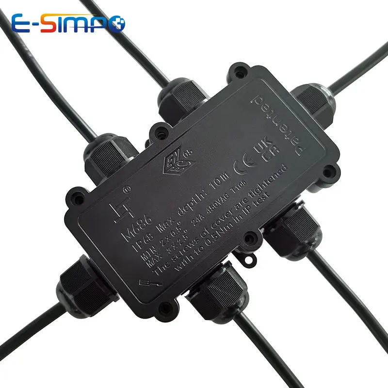 6Way 1IN5Out IP68 تحت الماء سل - مراجعة Outdoor Power Cable Junction Box وسعره